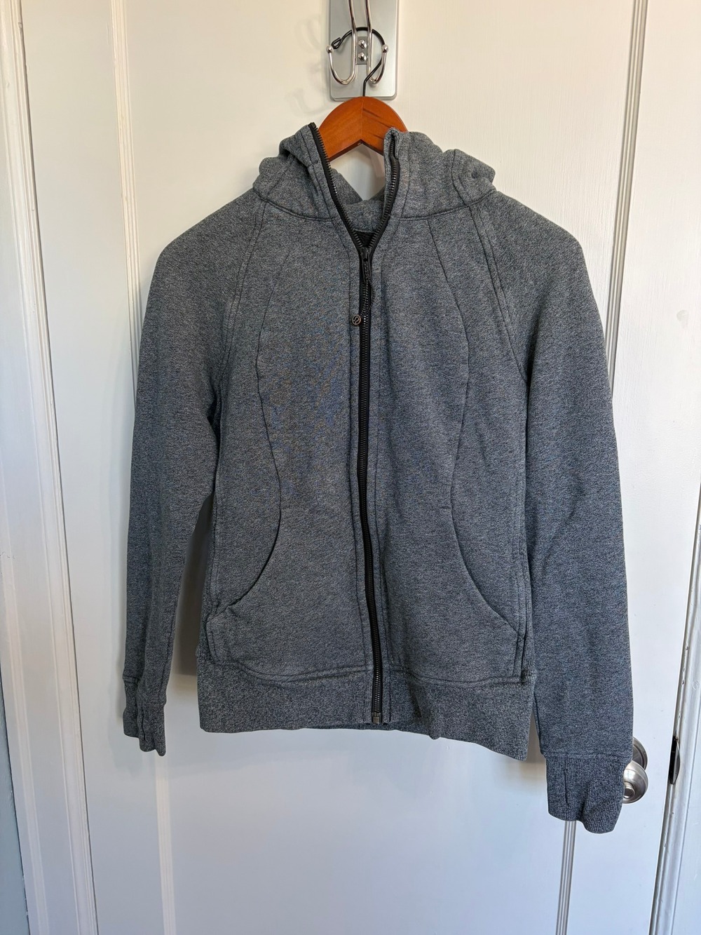 Lululemon Scuba Hoodie Full Zip Women's 6 Heathered Gray Cotton Fleece